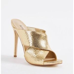 NIB JustFab Gold Stiletto Sandal